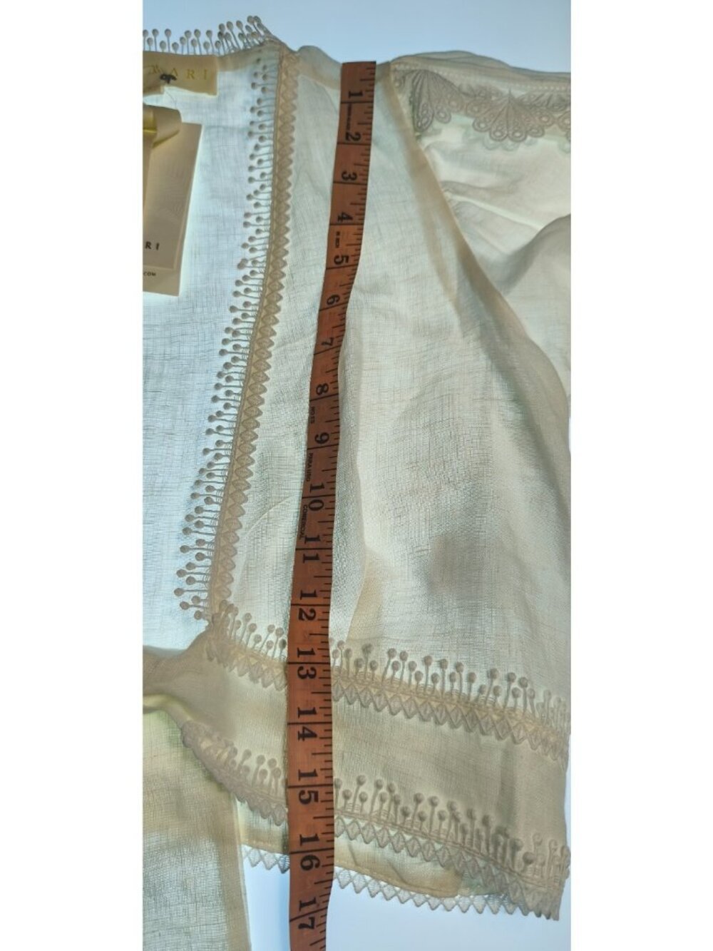 Waimari Women Cropped V-Neck Tie Front White Long Sleeve Blouse Size L - Picture 10 of 12